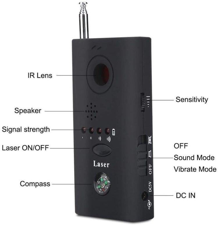 Rilevatore laser per telecamera a gamma completa CC308 Mini rilevatore di segnale per telecamera wireless Dispositivo GSM