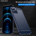 Custodia in TPU in fibra di carbonio con trama spazzolata, For iPhone 12 / 12 Pro, For iPhone 12 mini, For iPhone 12 Pro Max, For iPhone 12 / 12 Pro 6.1 inch