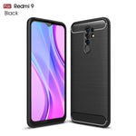 Custodia in TPU in fibra di carbonio con trama spazzolata, For Xiaomi Redmi 9