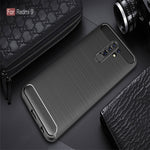 Custodia in TPU in fibra di carbonio con trama spazzolata, For Xiaomi Redmi 9