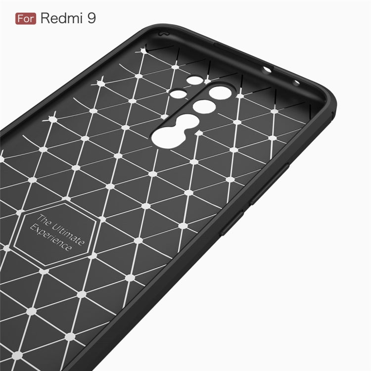 Custodia in TPU in fibra di carbonio con trama spazzolata, For Xiaomi Redmi 9