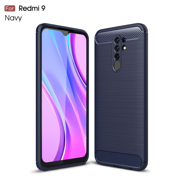 Custodia in TPU in fibra di carbonio con trama spazzolata, For Xiaomi Redmi 9