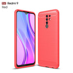 Custodia in TPU in fibra di carbonio con trama spazzolata, For Xiaomi Redmi 9