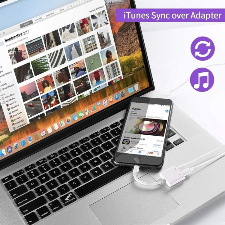 Adattatore 2 in 1 Lightning per ricarica e audio iPhone