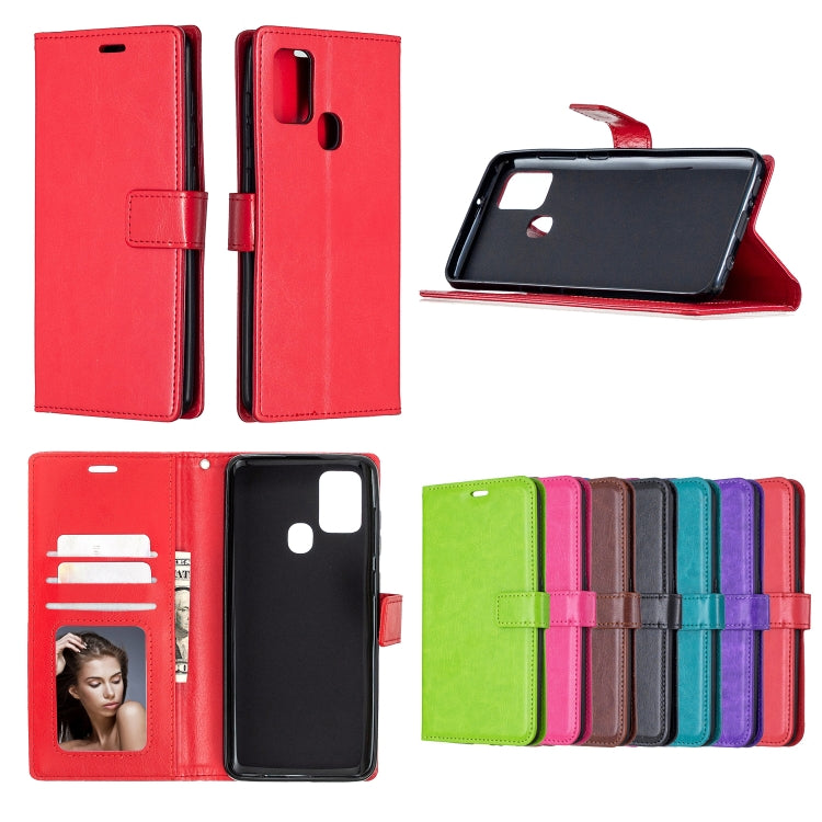 Per Samsung Galaxy A21s Crazy Horse Texture Custodia in pelle a vibrazione orizzontale con supporto e slot per schede e portafoglio e cornice per foto, For Galaxy A21s