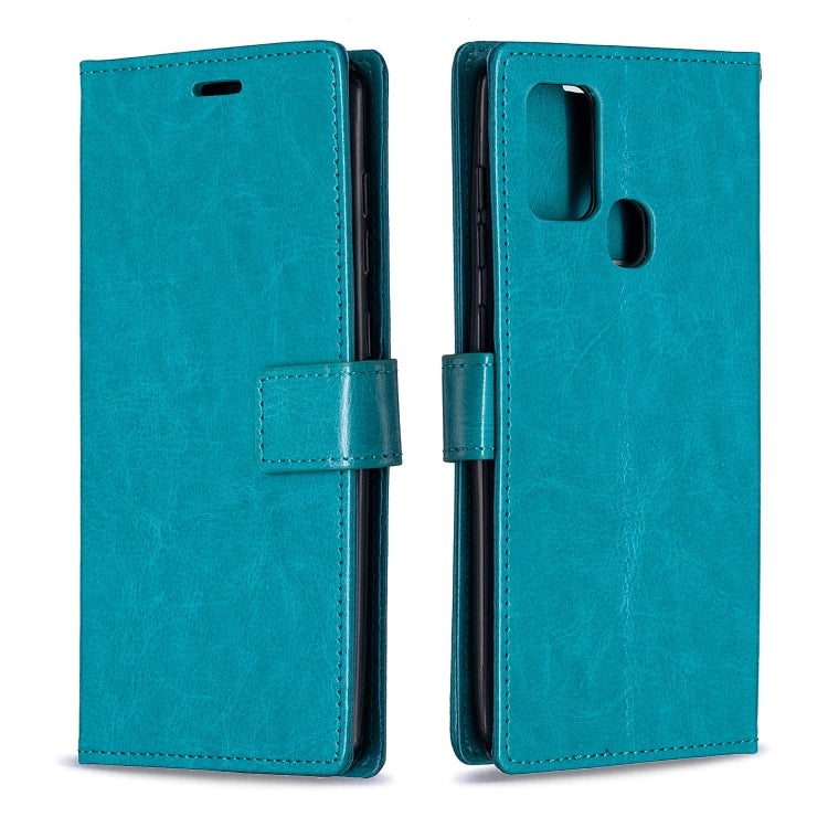 Per Samsung Galaxy A21s Crazy Horse Texture Custodia in pelle a vibrazione orizzontale con supporto e slot per schede e portafoglio e cornice per foto, For Galaxy A21s