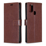 Per Samsung Galaxy A21s Crazy Horse Texture Custodia in pelle a vibrazione orizzontale con supporto e slot per schede e portafoglio e cornice per foto, For Galaxy A21s