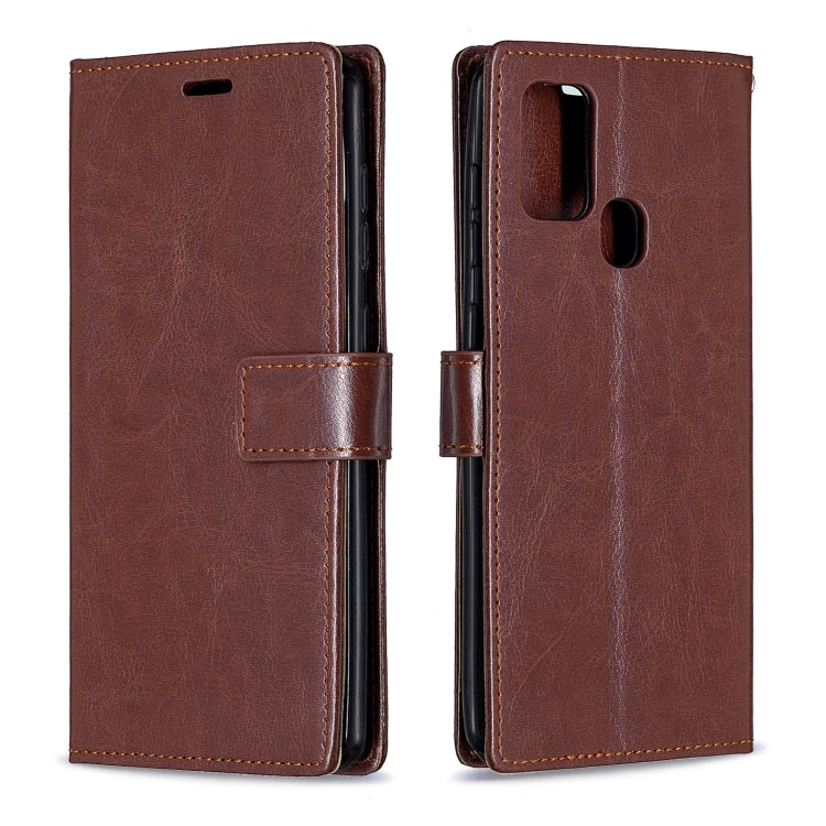 Per Samsung Galaxy A21s Crazy Horse Texture Custodia in pelle a vibrazione orizzontale con supporto e slot per schede e portafoglio e cornice per foto, For Galaxy A21s