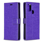 Per Samsung Galaxy A21s Crazy Horse Texture Custodia in pelle a vibrazione orizzontale con supporto e slot per schede e portafoglio e cornice per foto, For Galaxy A21s