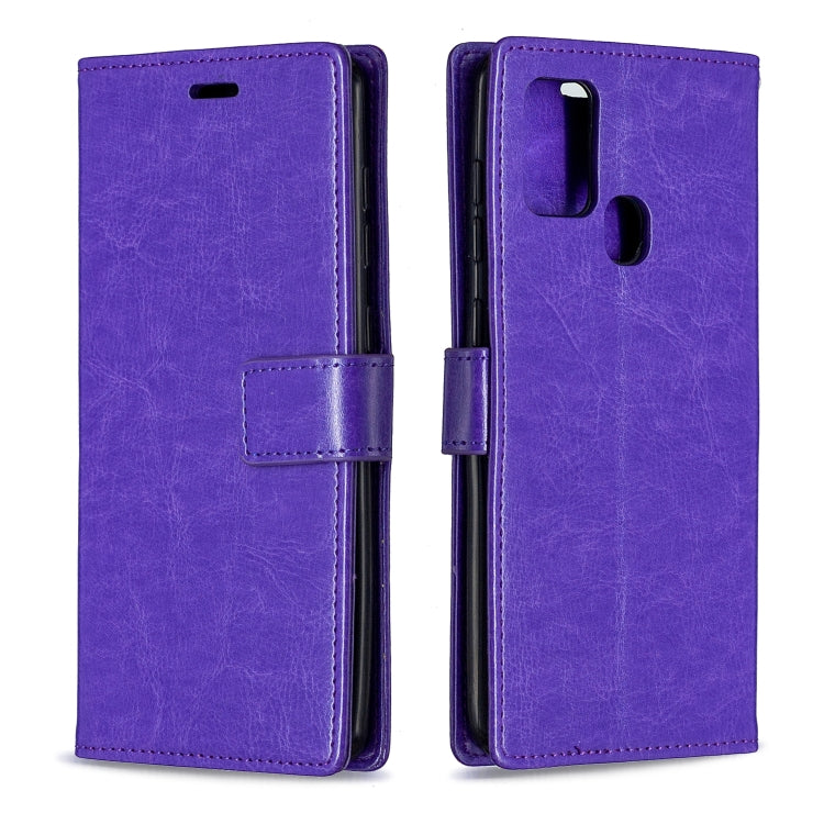 Per Samsung Galaxy A21s Crazy Horse Texture Custodia in pelle a vibrazione orizzontale con supporto e slot per schede e portafoglio e cornice per foto, For Galaxy A21s