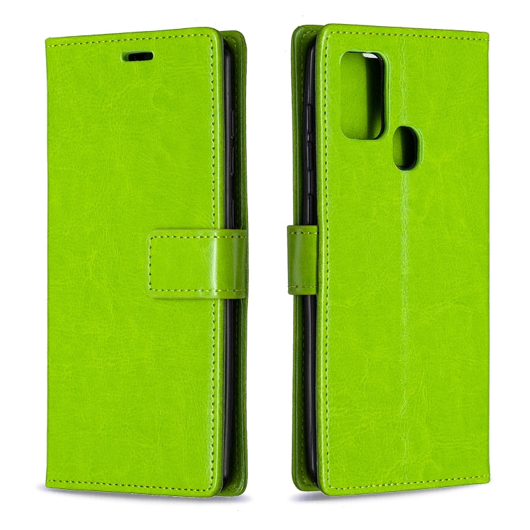 Per Samsung Galaxy A21s Crazy Horse Texture Custodia in pelle a vibrazione orizzontale con supporto e slot per schede e portafoglio e cornice per foto, For Galaxy A21s
