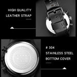 SANDA 5010P Six-Pin Cool Big Dial Orologio da uomo a tre occhi impermeabile con cinturino in pelle Orologio da uomo di tendenza alla moda
