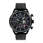 SANDA 5010P Six-Pin Cool Big Dial Orologio da uomo a tre occhi impermeabile con cinturino in pelle Orologio da uomo di tendenza alla moda