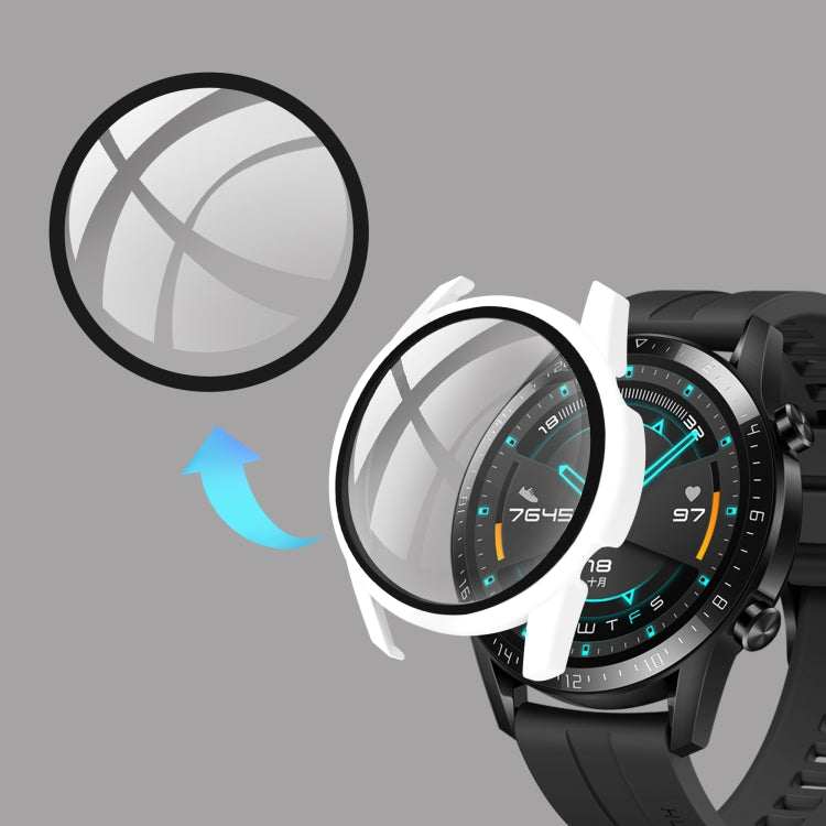 Per Huawei Watch GT2 46MM Guscio PC iniettato ad olio + Guscio protettivo integrato con pellicola in vetro temperato 9H