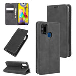 Per Samsung Galaxy M31 Custodia in pelle con ventosa magnetica per affari retro-pelle con supporto, slot per schede e portafoglio, For Galaxy M31