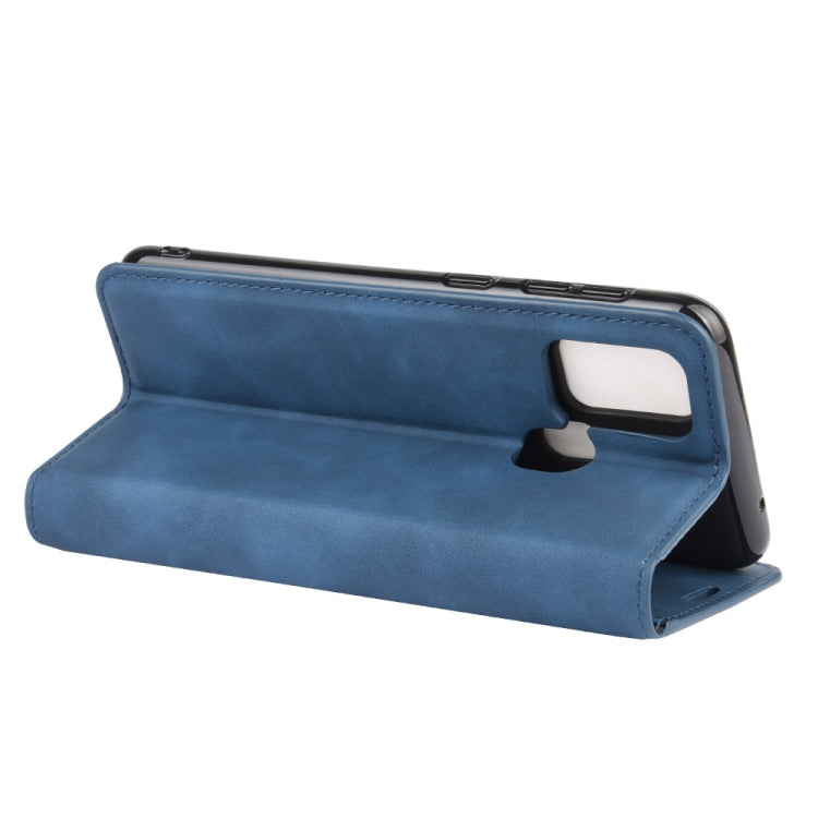 Per Samsung Galaxy M31 Custodia in pelle con ventosa magnetica per affari retro-pelle con supporto, slot per schede e portafoglio, For Galaxy M31