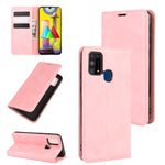 Per Samsung Galaxy M31 Custodia in pelle con ventosa magnetica per affari retro-pelle con supporto, slot per schede e portafoglio, For Galaxy M31