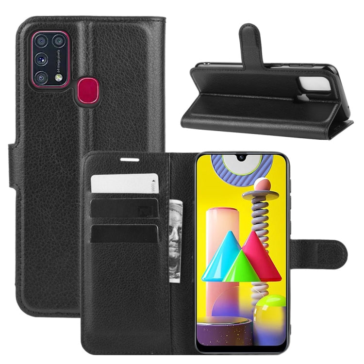 Per Samsung Galaxy M31 Litchi Texture Custodia protettiva a vibrazione orizzontale con supporto, slot per schede e portafoglio, For Galaxy M31