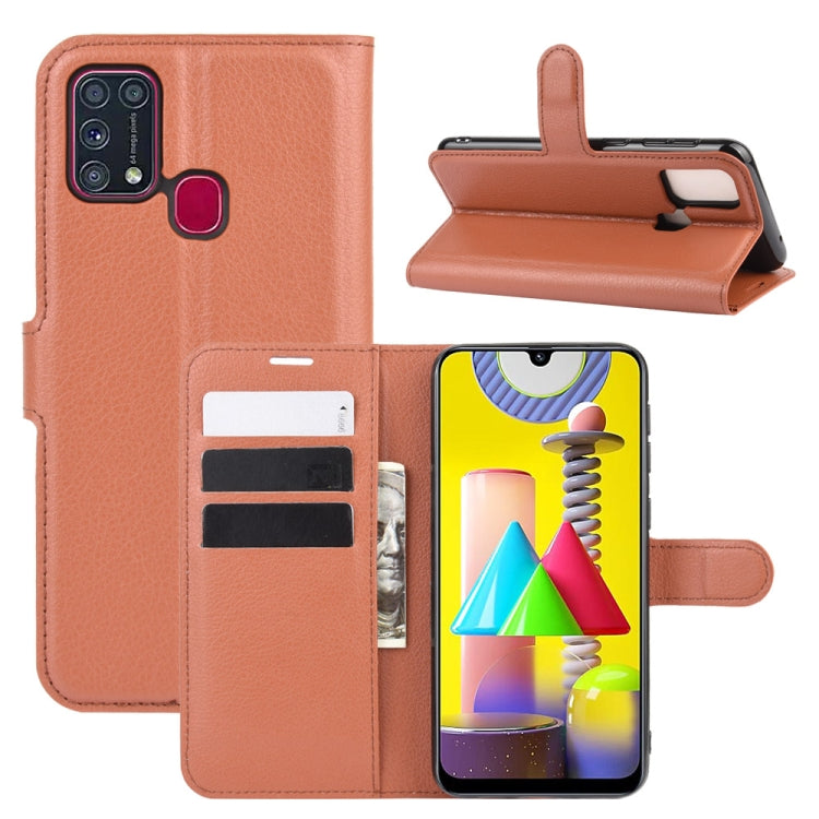 Per Samsung Galaxy M31 Litchi Texture Custodia protettiva a vibrazione orizzontale con supporto, slot per schede e portafoglio, For Galaxy M31