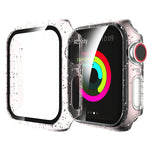 Per Apple Watch Series 5 e 4 44mm Glitter Powder PC + Custodia integrata con pellicola per schermo in vetro temperato