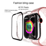 Per Apple Watch Series 5 e 4 44mm Glitter Powder PC + Custodia integrata con pellicola per schermo in vetro temperato