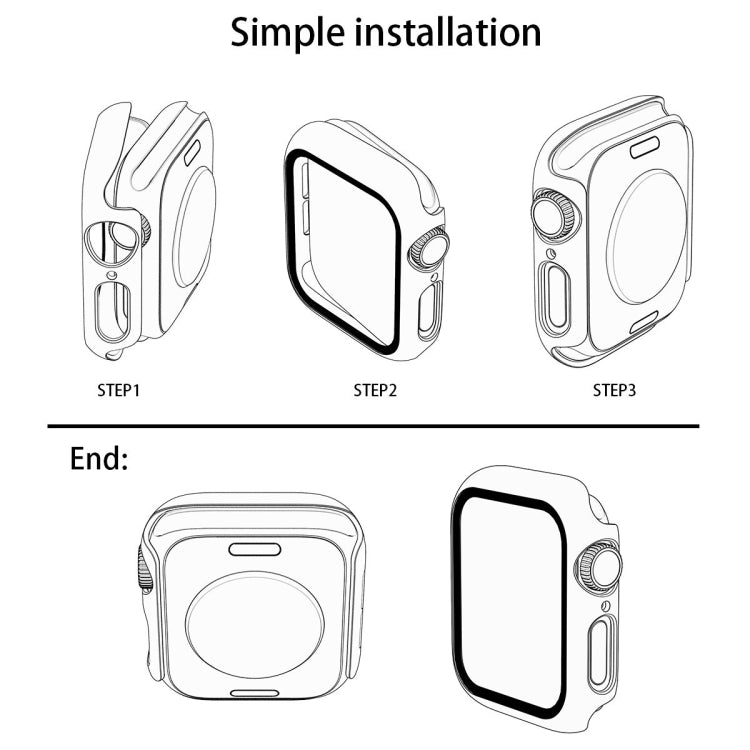Per Apple Watch Series 5 e 4 44mm Glitter Powder PC + Custodia integrata con pellicola per schermo in vetro temperato