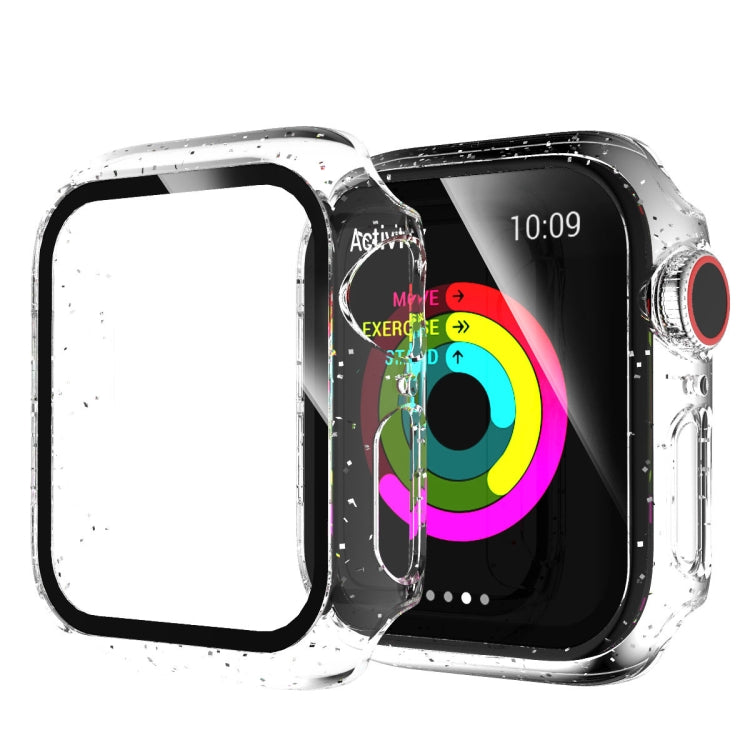Per Apple Watch Series 5 e 4 44mm Glitter Powder PC + Custodia integrata con pellicola per schermo in vetro temperato