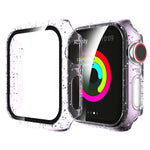 Per Apple Watch Series 5 e 4 44mm Glitter Powder PC + Custodia integrata con pellicola per schermo in vetro temperato