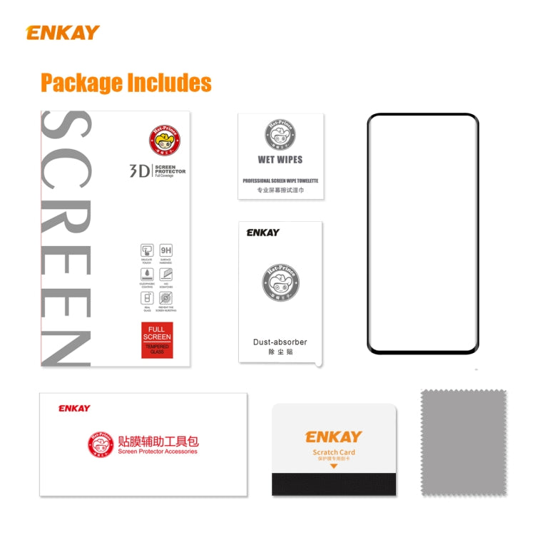 ENKAY Hat-Prince 0.26mm 9H 3D Full Glue Pellicola in vetro temperato curvo a schermo intero antideflagrante, For OnePlus 7 Pro / 7T Pro, For OnePlus 8, For OnePlus 8 Pro, For Xiaomi Note 10 / CC9 Pro, For Xiaomi  10 / 10 Pro, For Huawei Mate 30 Pro(1pc...
