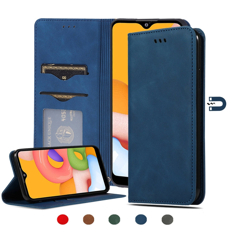 Custodia in pelle a vibrazione orizzontale magnetica per affari Retro Skin Feel, For Samsung Galaxy A01 (EU), For Samsung Galaxy A11 (US), For Samsung Galaxy A21  (EU), For Samsung Galaxy A31