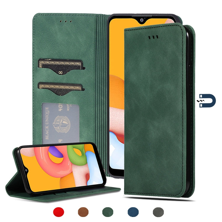 Custodia in pelle a vibrazione orizzontale magnetica per affari Retro Skin Feel, For Samsung Galaxy A01 (EU), For Samsung Galaxy A11 (US), For Samsung Galaxy A21  (EU), For Samsung Galaxy A31