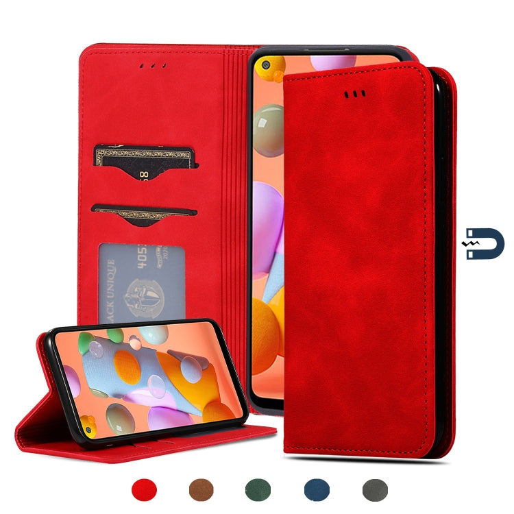 Custodia in pelle a vibrazione orizzontale magnetica per affari Retro Skin Feel, For Samsung Galaxy A01 (EU), For Samsung Galaxy A11 (US), For Samsung Galaxy A21  (EU), For Samsung Galaxy A31