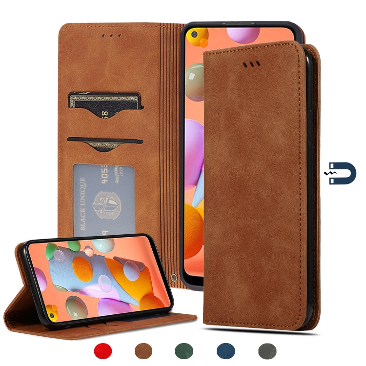 Custodia in pelle a vibrazione orizzontale magnetica per affari Retro Skin Feel, For Samsung Galaxy A01 (EU), For Samsung Galaxy A11 (US), For Samsung Galaxy A21  (EU), For Samsung Galaxy A31