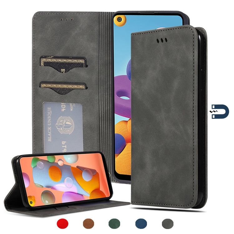 Custodia in pelle a vibrazione orizzontale magnetica per affari Retro Skin Feel, For Samsung Galaxy A01 (EU), For Samsung Galaxy A11 (US), For Samsung Galaxy A21  (EU), For Samsung Galaxy A31