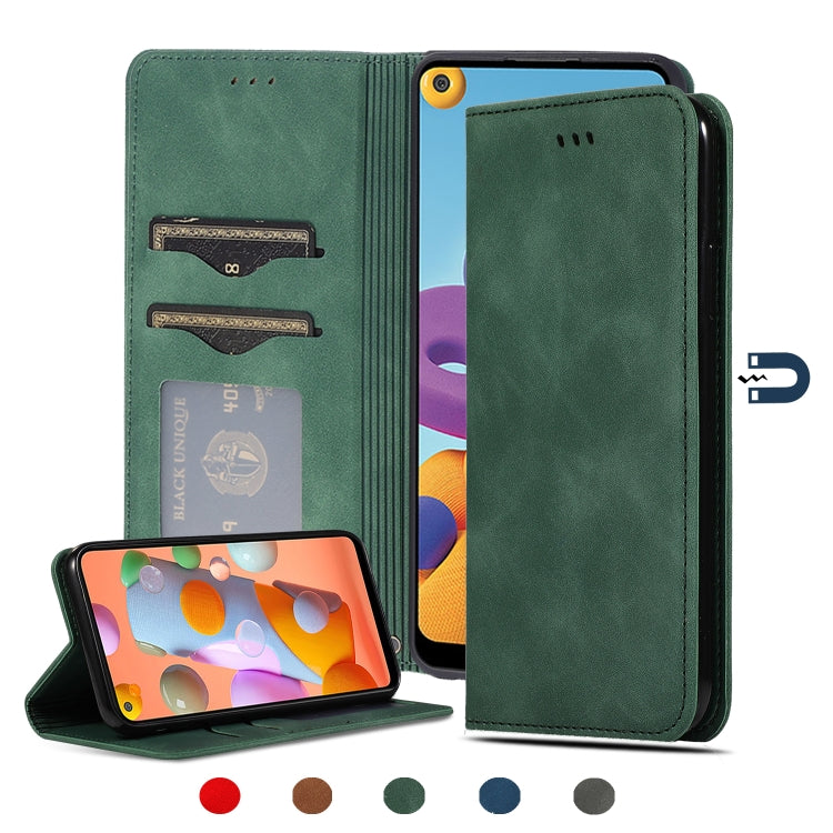 Custodia in pelle a vibrazione orizzontale magnetica per affari Retro Skin Feel, For Samsung Galaxy A01 (EU), For Samsung Galaxy A11 (US), For Samsung Galaxy A21  (EU), For Samsung Galaxy A31