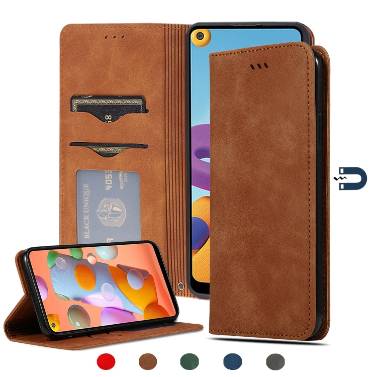 Custodia in pelle a vibrazione orizzontale magnetica per affari Retro Skin Feel, For Samsung Galaxy A01 (EU), For Samsung Galaxy A11 (US), For Samsung Galaxy A21  (EU), For Samsung Galaxy A31