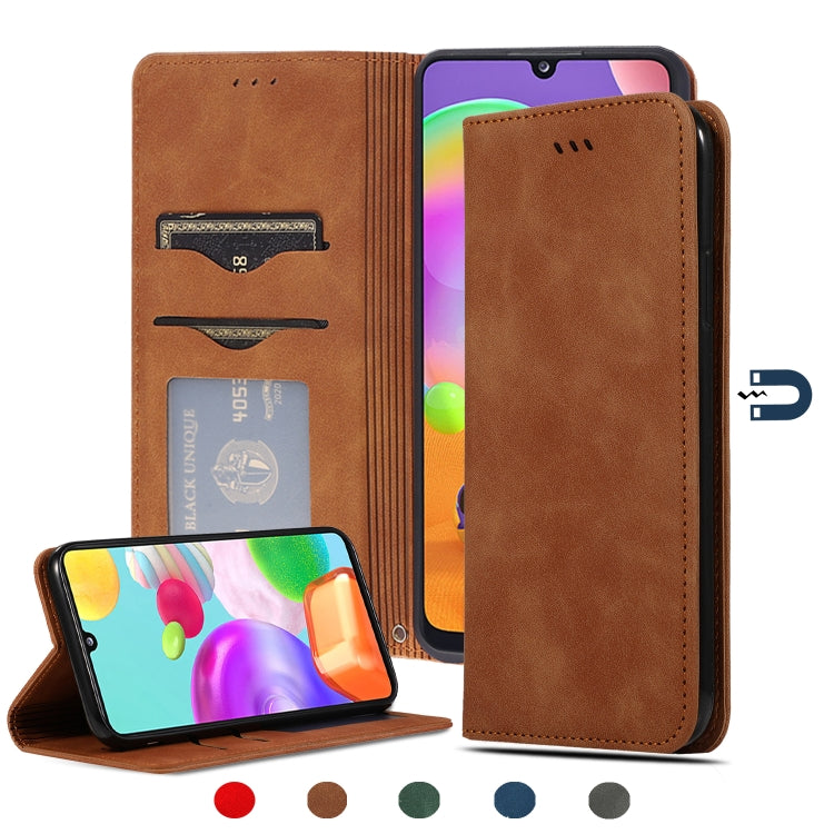 Custodia in pelle a vibrazione orizzontale magnetica per affari Retro Skin Feel, For Samsung Galaxy A01 (EU), For Samsung Galaxy A11 (US), For Samsung Galaxy A21  (EU), For Samsung Galaxy A31