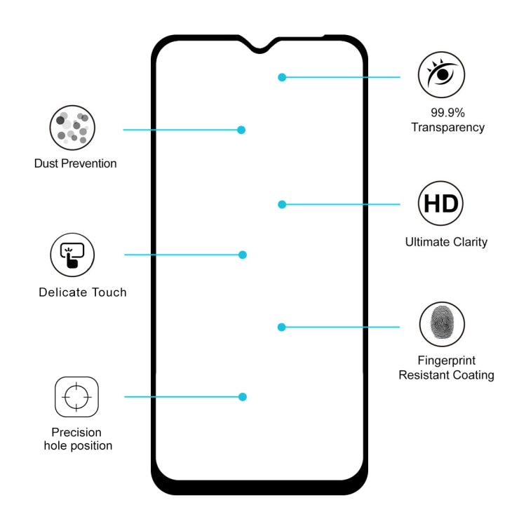 ENKAY Hat-prince Full Glue 0.26mm 9H 2.5D Pellicola in vetro temperato per, For Galaxy A20e, For Nubia Red Magic 3, For Google Pixel 3A XL(1pc), For Google Pixel 3A(1pc), For Huawei Y5 2019 (1 PC)
