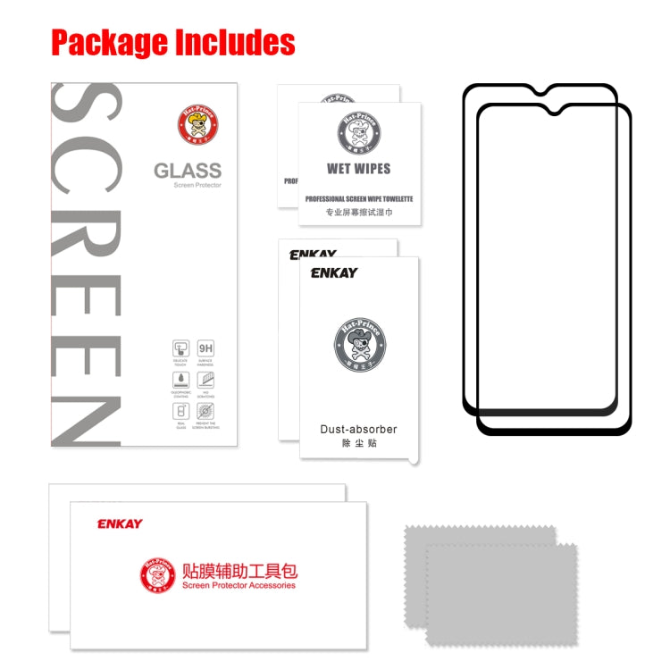 2 PZ ENKAY Hat-prince Full Glue 0.26mm 9H 2.5D Pellicola in vetro temperato per, OnePlus 6T & 7, Samsung Galaxy A20e, Nubia Red Magic 3, HUAWEI Y5 2019, For Google Pixel 3A XL(2pcs), For Google Pixel 3A(2pcs)