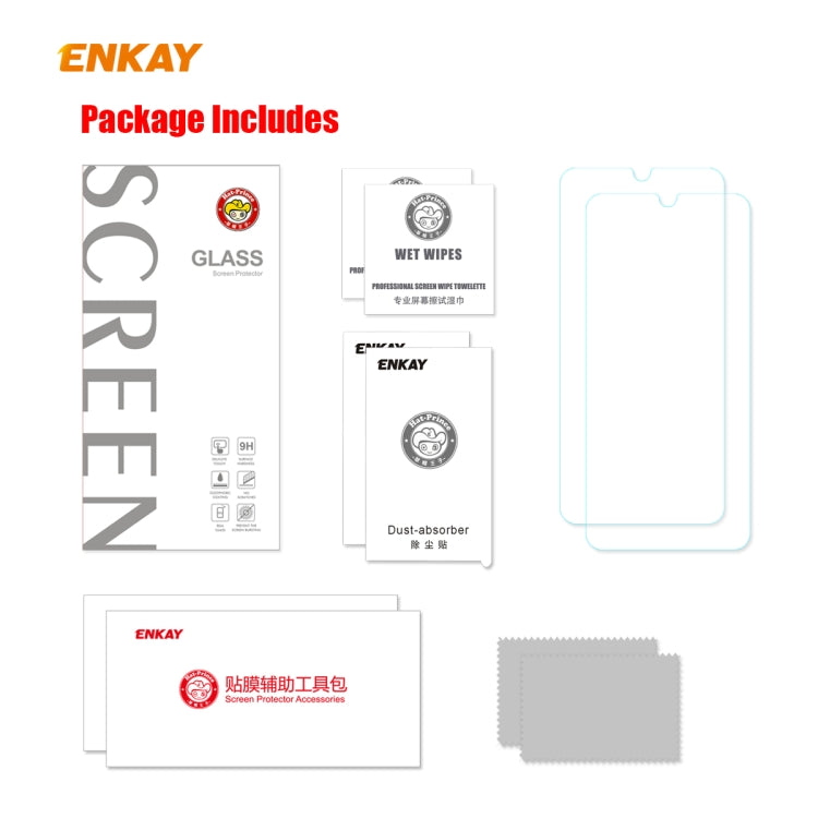 2 PZ ENKAY Hat-Prince 0.26mm 9H 2.5D Pellicola in vetro temperato con bordo curvo, For Samsung Galaxy A01, For Samsung Galaxy A10s, For Samsung Galaxy A11 / Galaxy M11, For Samsung Galaxy A21, For Samsung Galaxy A21s, For Samsung Galaxy A31            ...