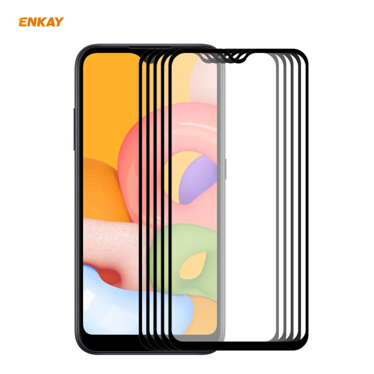 5 PZ ENKAY Hat-Prince Full Glue 0.26mm 9H 2.5D Pellicola a copertura totale in vetro temperato, For Galaxy A01 5 PCS, For Samsung Galaxy A31, For Samsung Galaxy A41, For Samsung Galaxy M31 / M21, For Galaxy A11 / M11 5 PCS, For Galaxy A21s 5pcs