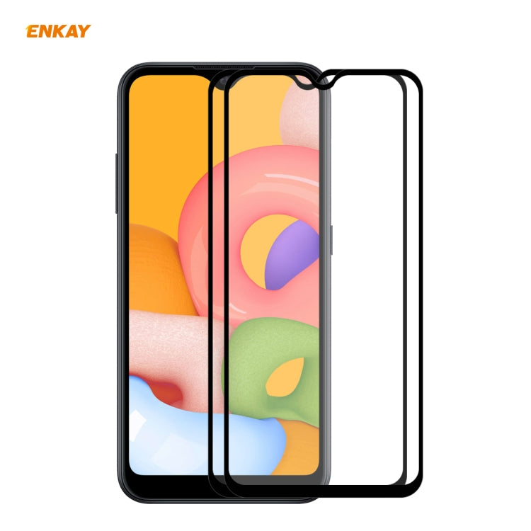 2 PZ ENKAY Hat-Prince Full Glue 0.26mm 9H 2.5D Pellicola a copertura totale in vetro temperato, For Galaxy A01 2 PCS, For Samsung Galaxy A41, For  Galaxy A11 / M11 2 PCS, For Samsung Galaxy M31 / M21, For Galaxy A21s 2pcs, For Galaxy A31 2 PCS