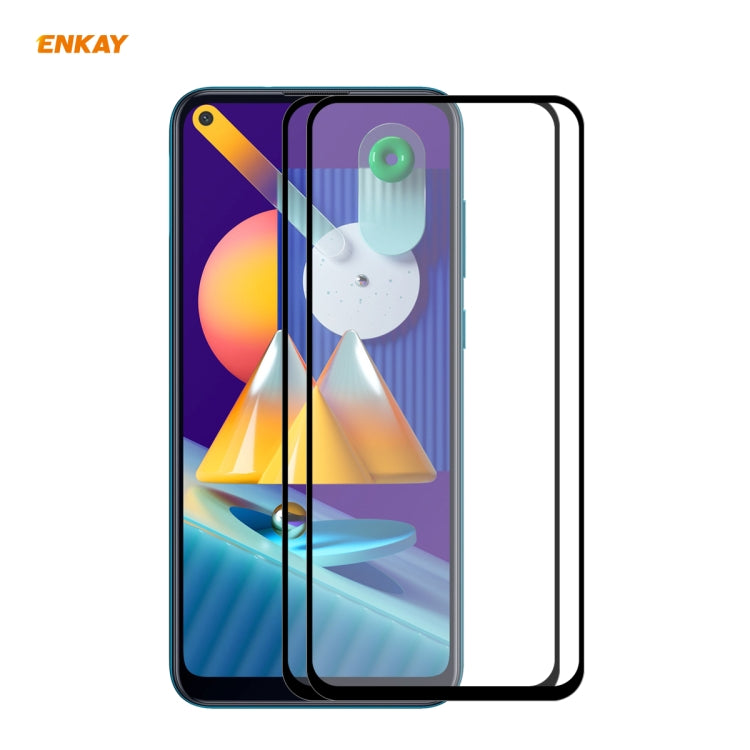 2 PZ ENKAY Hat-Prince Full Glue 0.26mm 9H 2.5D Pellicola a copertura totale in vetro temperato, For Galaxy A01 2 PCS, For Samsung Galaxy A41, For  Galaxy A11 / M11 2 PCS, For Samsung Galaxy M31 / M21, For Galaxy A21s 2pcs, For Galaxy A31 2 PCS