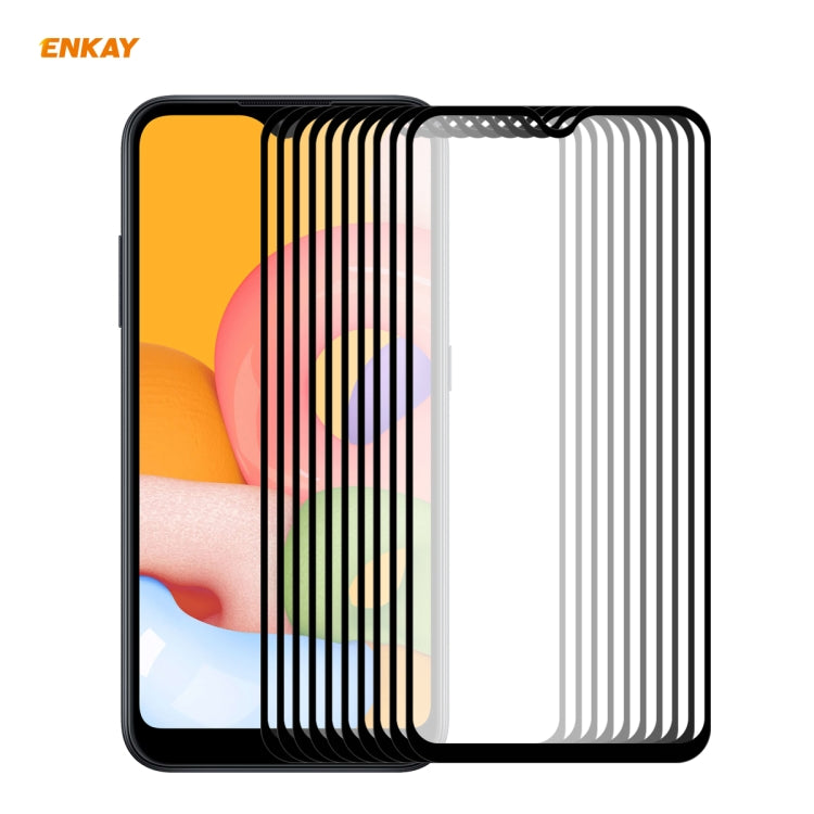 10 PZ ENKAY Hat-Prince Full Glue 0.26mm 9H 2.5D Pellicola a copertura totale in vetro temperato, For Galaxy A01 10 PCS, For Samsung Galaxy M31 / M21, For Galaxy A11 / M11 10 PCS, For Galaxy A21s 10pcs, For Galaxy A31 10 PCS, For Galaxy A41 10 PCS