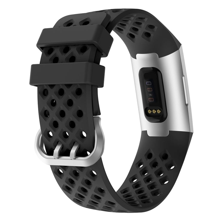 Per Fitbit Charge 3/4 Cinturino di ricambio per cinturino in silicone quadrato cavo, Black, Pink, White, Red, Dark Blue, Purple