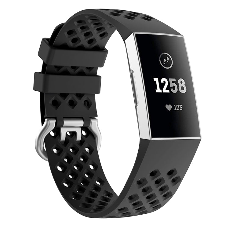 Per Fitbit Charge 3/4 Cinturino di ricambio per cinturino in silicone quadrato cavo, Black, Pink, White, Red, Dark Blue, Purple