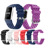 Per Fitbit Charge 3/4 Cinturino di ricambio per cinturino in silicone quadrato cavo, Black, Pink, White, Red, Dark Blue, Purple