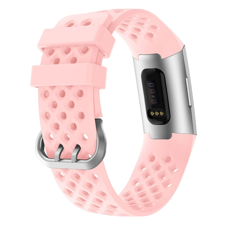 Per Fitbit Charge 3/4 Cinturino di ricambio per cinturino in silicone quadrato cavo, Black, Pink, White, Red, Dark Blue, Purple