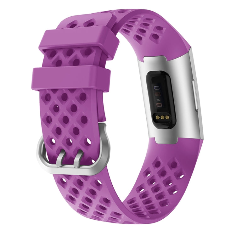 Per Fitbit Charge 3/4 Cinturino di ricambio per cinturino in silicone quadrato cavo, Black, Pink, White, Red, Dark Blue, Purple