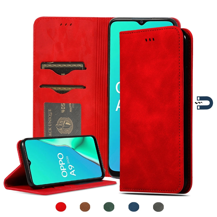 Custodia in pelle a vibrazione orizzontale magnetica per affari Retro Skin Feel, For OPPO A9 2020 & A5 2020 & A11X, For OPPO Reno 2Z & Reno 2F